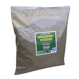 A 1kg clear resealable pouch of equimins straight herbs spearmint powder with green and yellow label