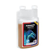 Equine america airways solution 500 ml clear plastic bottle with brown liquid for respiratory support with eucalyptus oil