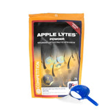 Orange and black pouch of equine america apple lytes apple lytes powder with blue scoop for lost electrolytes recovery