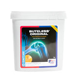 White plastic container of equine america buteless original strength powder for joint and mobility support