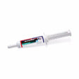 White plastic syringe labeled buteless jointcare with red blue and green label for equine america buteless paste 30ml