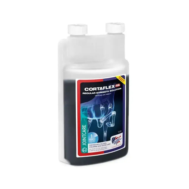 Equine america cortaflex ha regular solution 1 liter dark liquid bottle with x-ray label for hyaluronic acid support