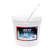 White plastic bucket with handle of Equine America like ice natural clay for leg care of horses knees fetlocks hocks and tendons