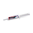 White plastic syringe with red and blue equine america branding containing soothe behavioral kalm paste settles x 3 doses