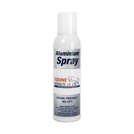 White aluminium spray aerosol can by equine products uk ltd for treating bacterial infection on horses