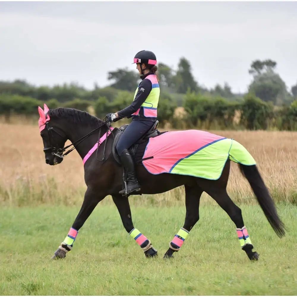 Equisafety Breathable Mesh Quarter Sheet Pink/Yellow COB Pink/Yellow Barnstaple Equestrian Supplies