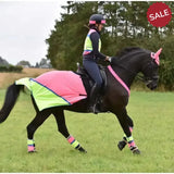Equisafety Breathable Mesh Quarter Sheet Pink/Yellow COB Pink/Yellow Ride On Fly Rugs