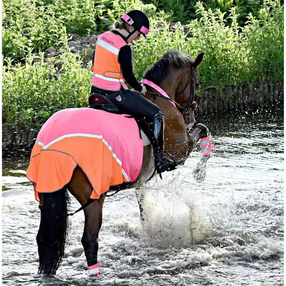 Equisafety Breathable Mesh Quarter Sheet Pink/Orange COB Pink/Orange Exercise Sheets