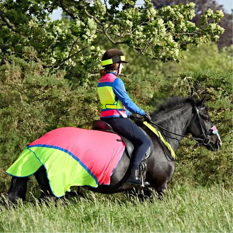 Equisafety Breathable Mesh Quarter Sheet Pink/Yellow COB Pink/Yellow Exercise Sheets