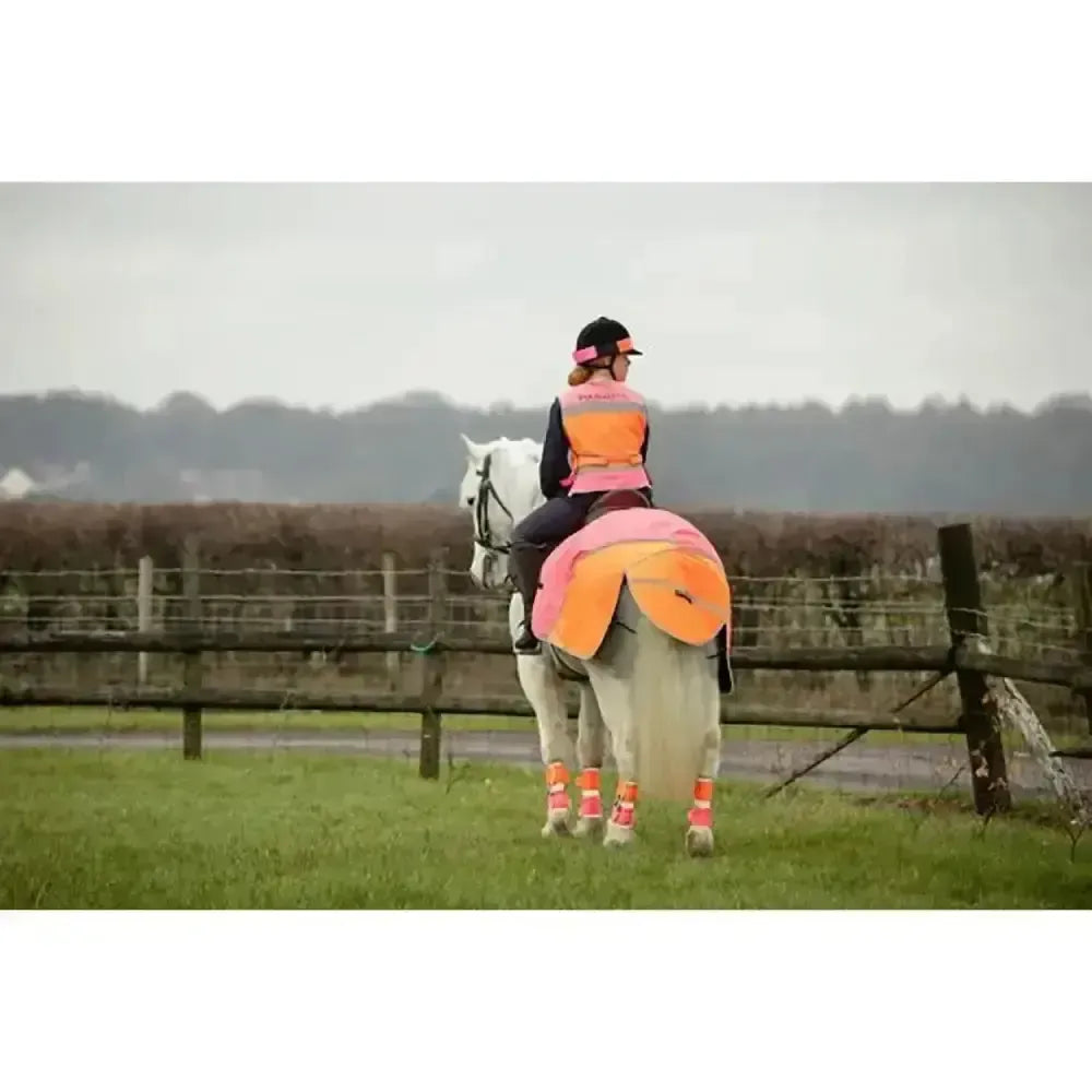 Equisafety Hi-Vis Waterproof Quarter Sheet Pink/Orange COB Pink/Orange Exercise Sheets