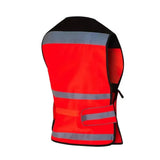 Bright red equisafety hi viz waistcoat plain air with black trim and reflective gray stripes for safety wear