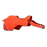 Bright orange equisafety hi viz wraparound winter exercise rug with reflective stripes made of performance fabric