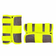 Bright yellow equisafety mercury reflective leg wraps hi-vis horse boots with dark gray padding and reflective strips