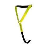 Bright yellow and black equisafety reflective horse neck bands with reflective material for hi vis safety