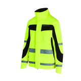 Equisafety winter inverno riding jacket yellow with black panels and reflective stripes for high visibility riding