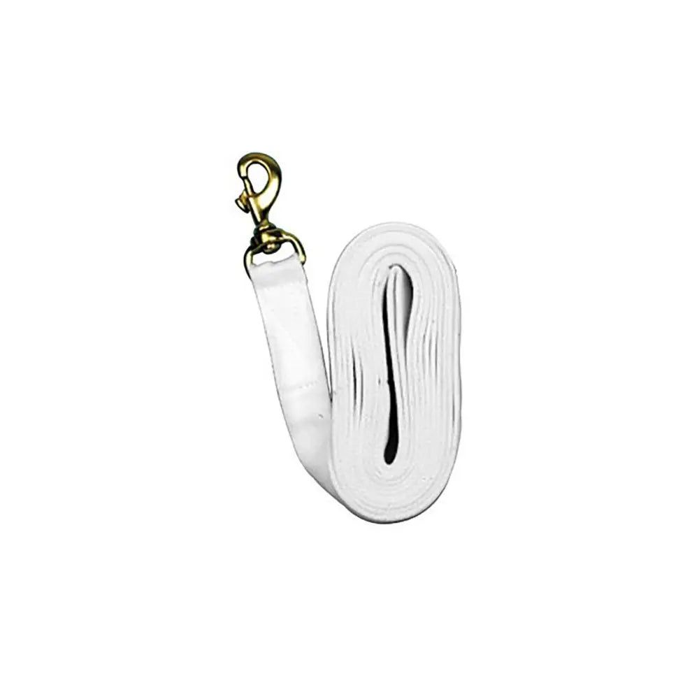 White nylon horse lead with gold swivel hook from equisential cotton leads for easy horse handling
