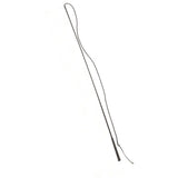 Black leather equisential economy lunge whip with a long slender handle and thin flexible lash for training use
