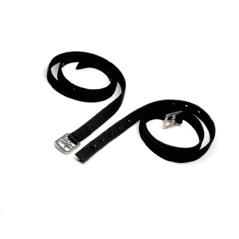 Black nylon stirrup leathers with silver toned metal buckle from equisential nylon stirrup collection