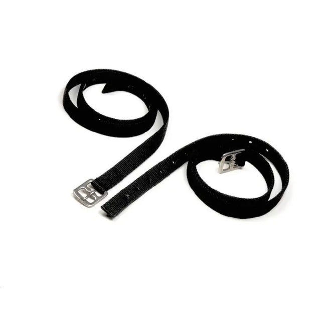 Black nylon stirrup leathers with silver toned metal buckle from equisential nylon stirrup collection