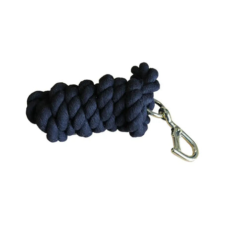 Dark blue braided rope keychain with silver metal carabiner clip from equisential walsall leadrope collection