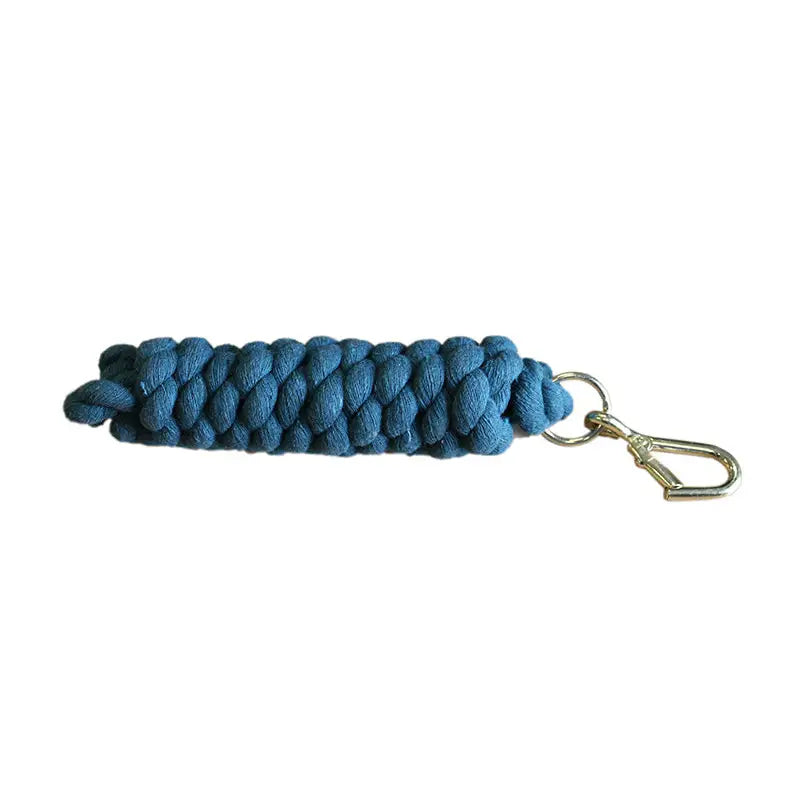 Blue braided rope keychain with silver metal carabiner clip from equisential walsall leadrope collection