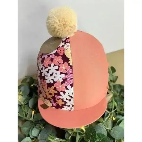 EquiSilks Floral / Terracotta Hat Cover Hat Silks