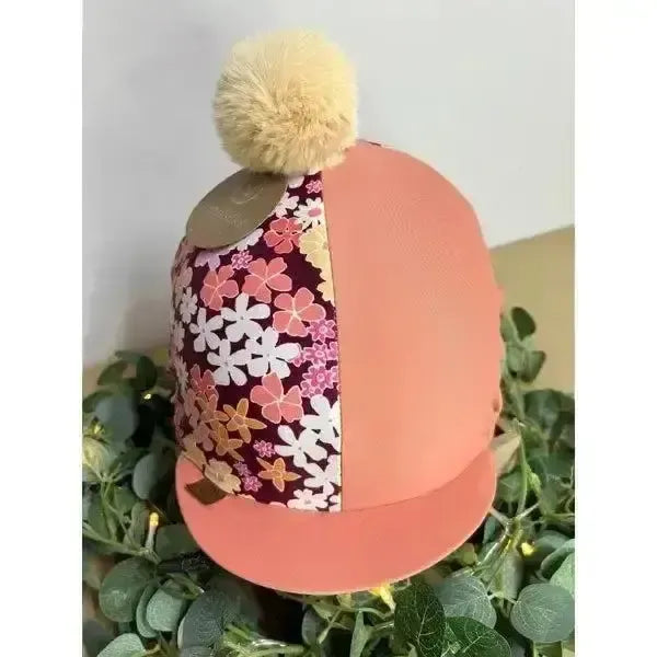 EquiSilks Floral / Terracotta Hat Cover Hat Silks