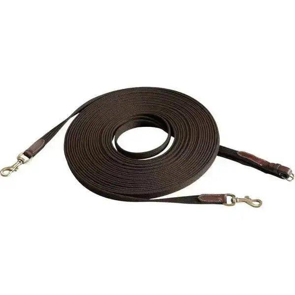 ERIC THOMAS Pro Double Lunging Draw Reins Brown Draw Reins Barnstaple Equestrian Supplies