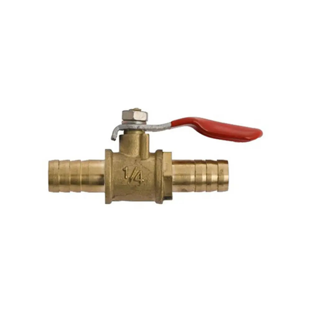 Eton brass in-line stop tap with red handle brass ball valve and 1/4 inch threaded ports for 9mm hose systems
