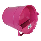 Vibrant pink metal eton cottage garden bucket poultry drinker with handle and side-mounted foot for stability