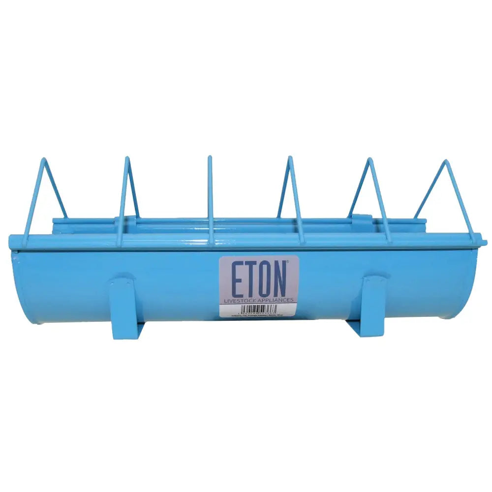 Blue eton cottage garden zinc plated trough with metal body and triangular feed guides for livestock feeding