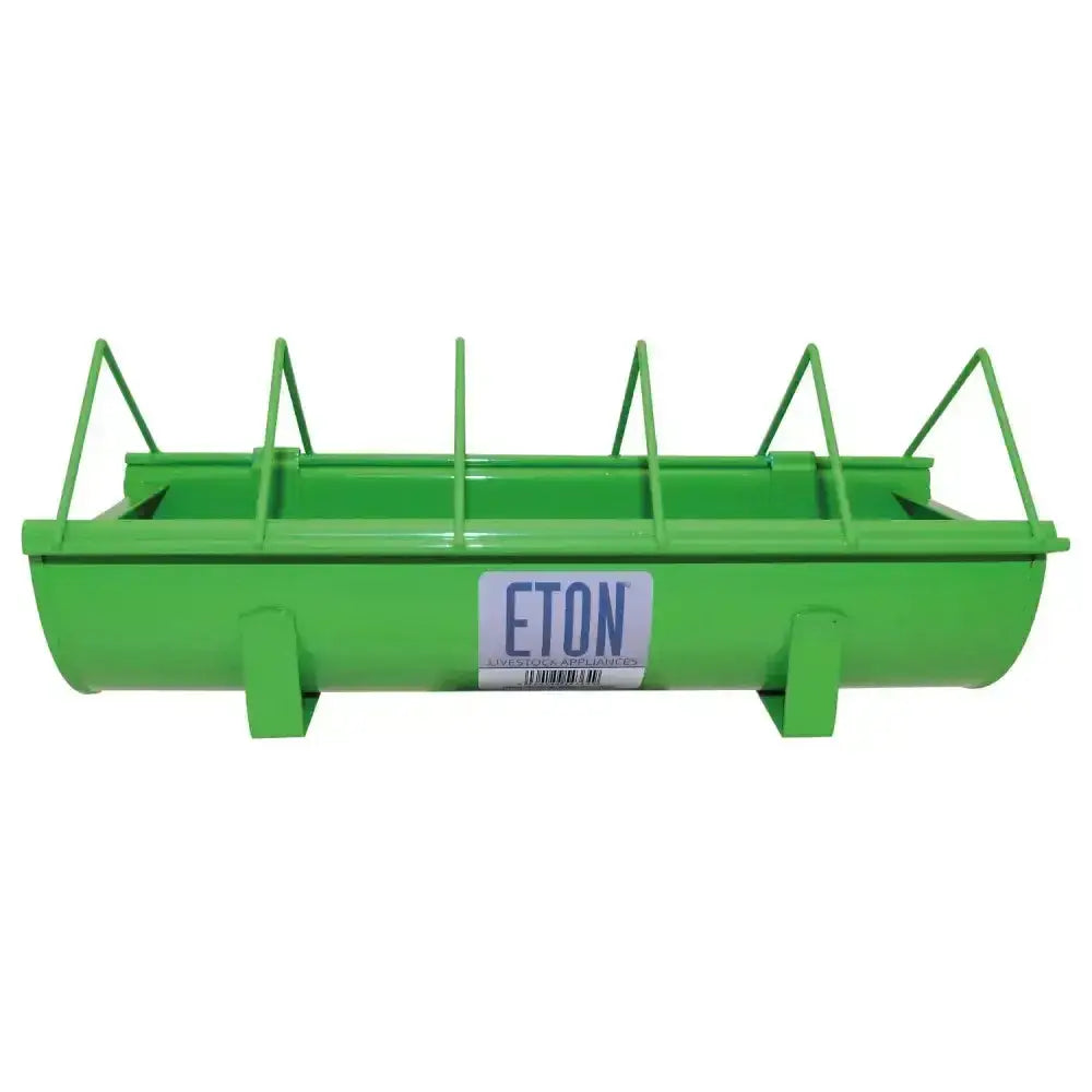 Eton cottage garden bright green zinc plated trough poultry feeder with rectangular trough and angled feeding bars