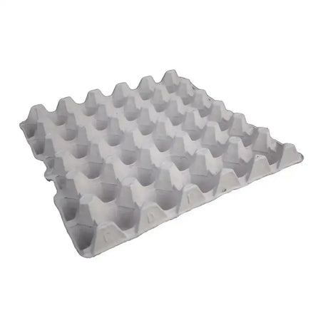 Gray molded paper eton fibre egg tray with 30 cell compartments for storing and protecting eggs