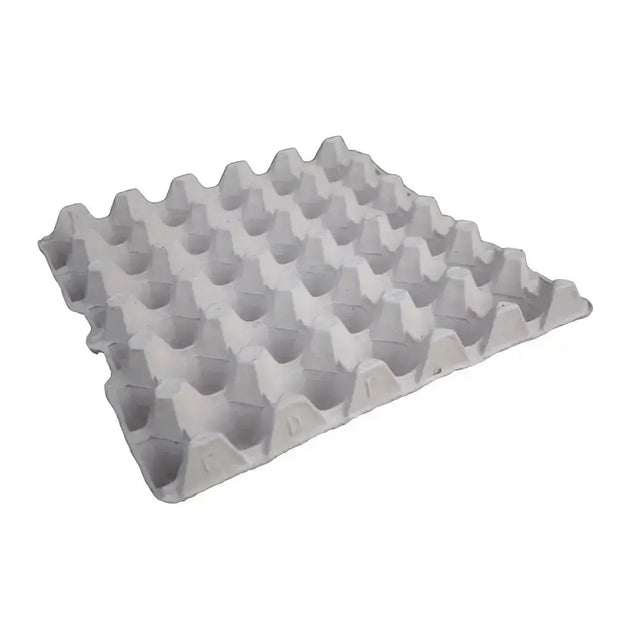 Gray molded paper eton fibre egg tray with 30 cell compartments for storing and protecting eggs
