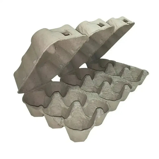 Gray cardboard eton half bundle half bundle egg box plain 6 pack with hinged lid and molded compartments