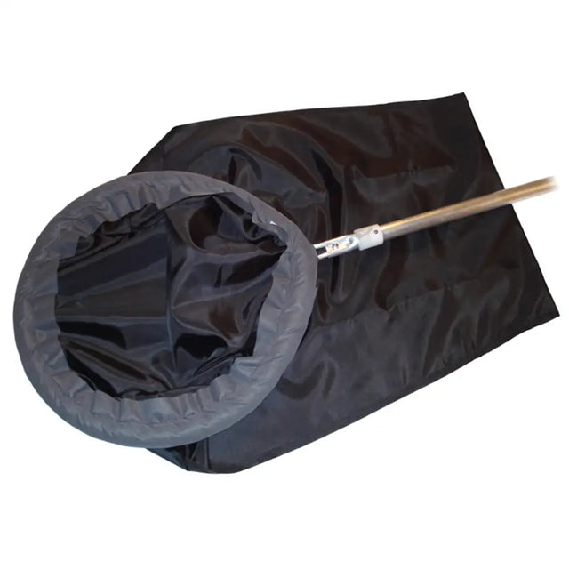 Eton padded poultry catching net with black mesh, gray reinforced rim, and wooden handle for easy poultry catching