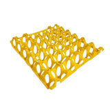 Bright yellow flexible eton plastic egg tray with oval-shaped indentations for easy egg storage