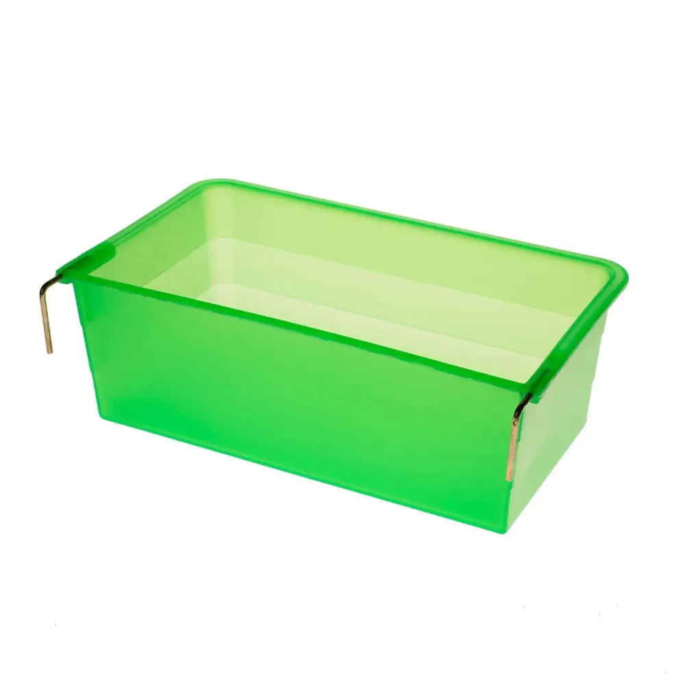 Bright green translucent eton plastic hook rectangle cup with quality robust plastic and gauge wire hooks on sides