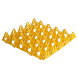 Bright yellow eton plastic keyes tray with triangular compartments for holding 20 eggs in a robust plastic keyes tray