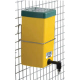 Eton plastic square nipple drinker yellow with green wall mount and black spout perfect for older poultry