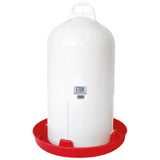 Eton trent poultry white plastic drinker with red base and handle features traditional cylinder design for easy use