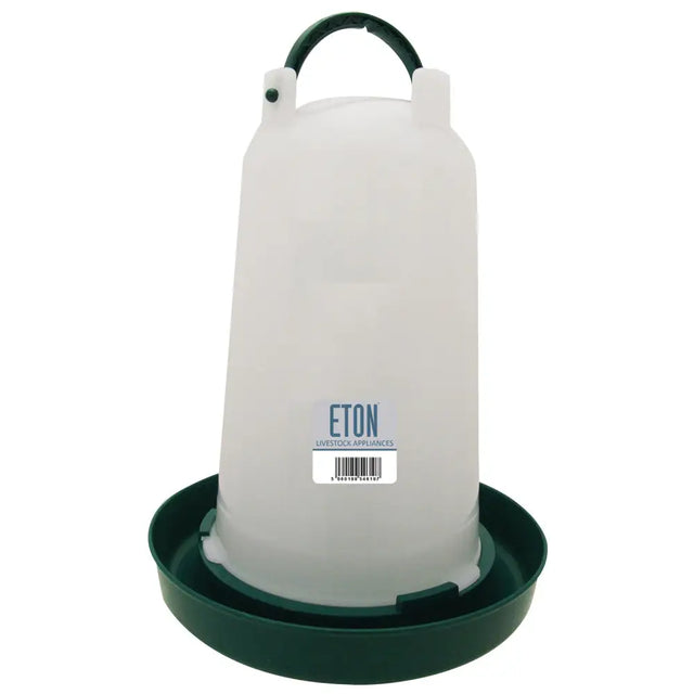 Eton ts poultry translucent plastic poultry drinker green with dark base and handle for easy use
