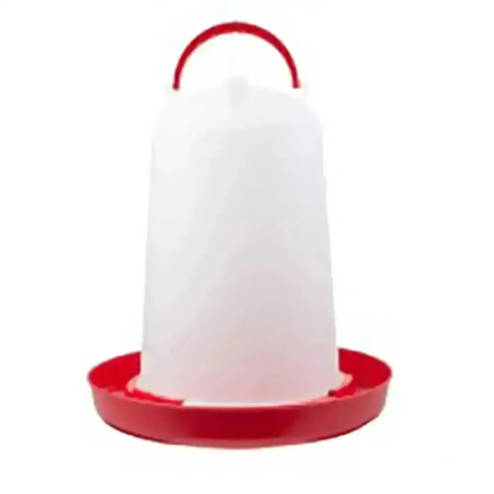 Eton TS12 poultry high quality robust plastic white feeder with red handle and base for easy use