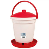 Eton ts18 poultry drinker red and white plastic robust poultry drinker with handle lid and base tray for easy use