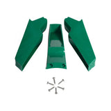 Green plastic eton ts18 poultry drinker legs with central channel angled ends and six silver screws to fit ts18 drinker