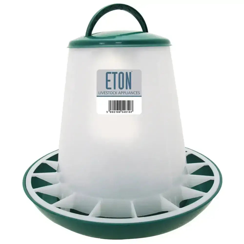 Eton tsf poultry feeder green robust plastic feeder with twist lock base and handle for easy carrying