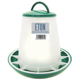 Eton tsf poultry feeder green with handle top made of robust plastic feeder with twist lock base for chickens