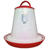 Eton tsf poultry feeder red with a robust plastic feeder and twist lock base featuring a handle on top