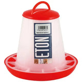 Eton tsf poultry feeder red with robust plastic build twist lock base and handy top handle for easy feeding