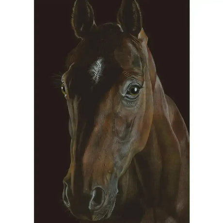 Eureka card the chestnut features a hand illustrated equine painting of a dark brown horse with exquisite highlights